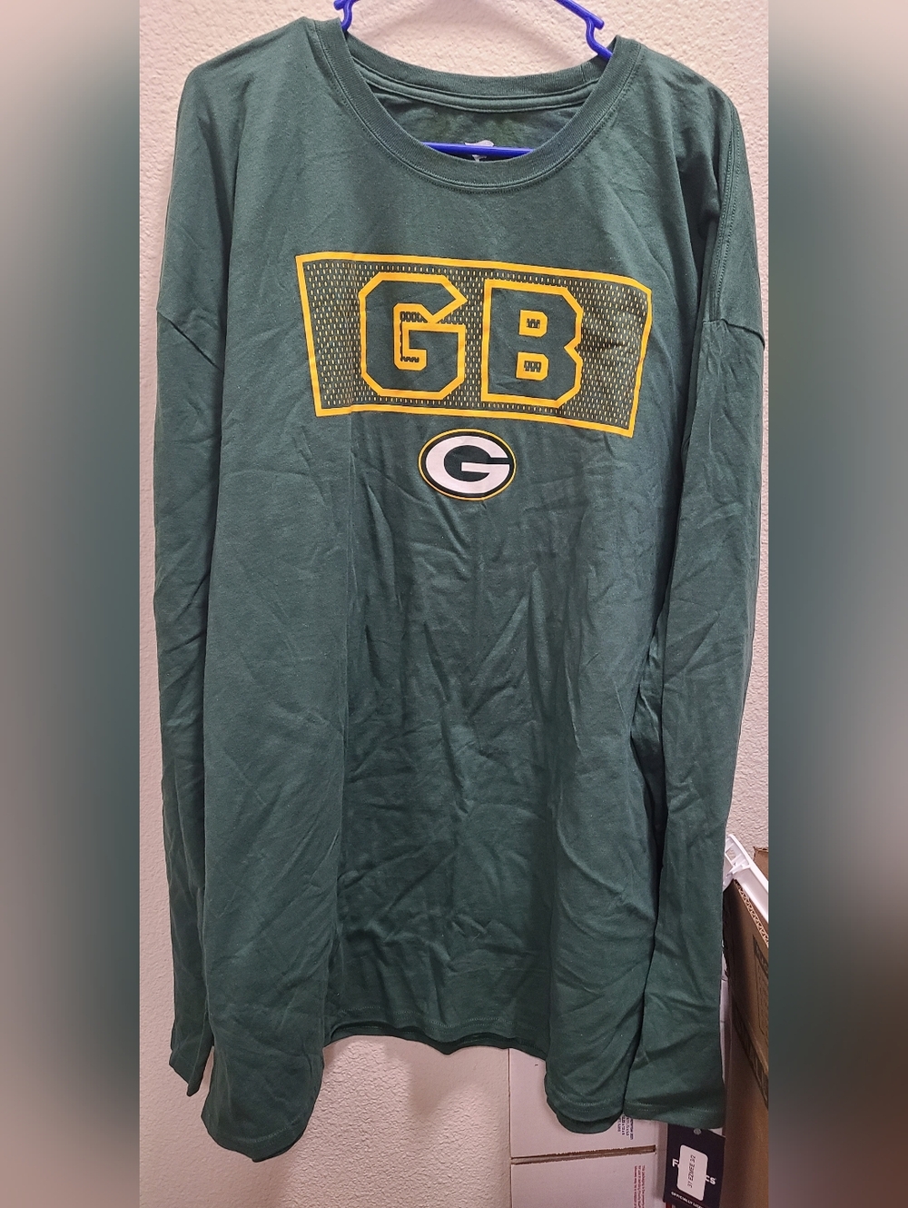 Fanatics Green Long Sleeve GB Graphic Tee with Yellow Trim